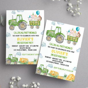 Tracteur Farm Animal Anniversaire Fête Invitation