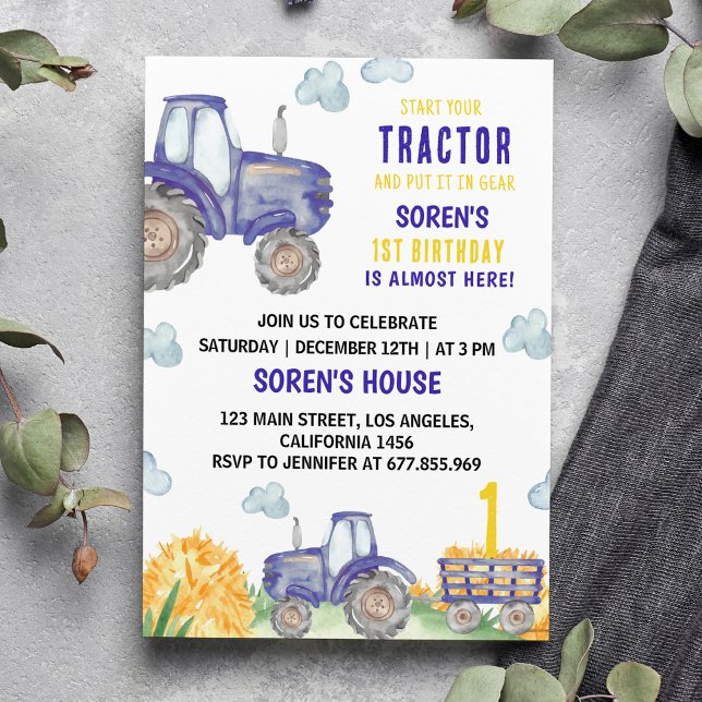 Tracteur Farm Anniversaire Fête Invitation (Créateur téléchargé)