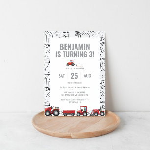 Tracteurs agricoles Thème Anniversaire Invitation