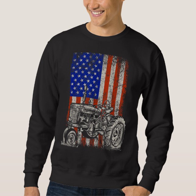 Tractor American US Flag Patriotic Bauer Vierte Sweatshirt (Vorderseite)