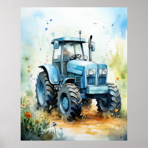 TRACTOR-Aquarellbild Poster
