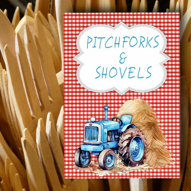 Tractor Farm Birthday Sign Red Gingham Tischnummer (Von Creator hochgeladen)