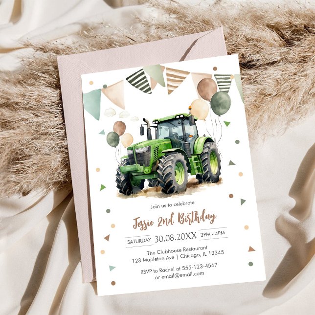 Tractor Farm Kids Boy Birthday Invitation Einladung (Von Creator hochgeladen)