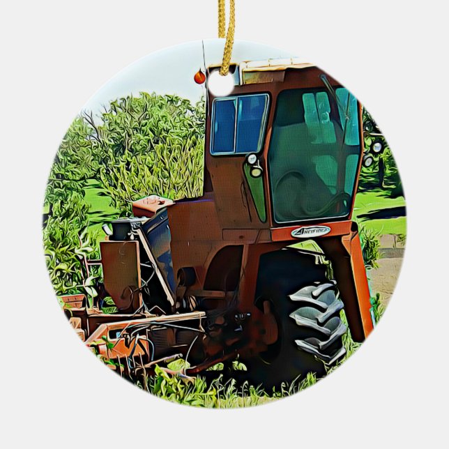 Tractor Farm Midwest Foto Weihnachten Keramik Ornament (Vorne)