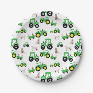 Tractor-Geburtstagsfeier-Teller Bauernhof-Thema Pappteller