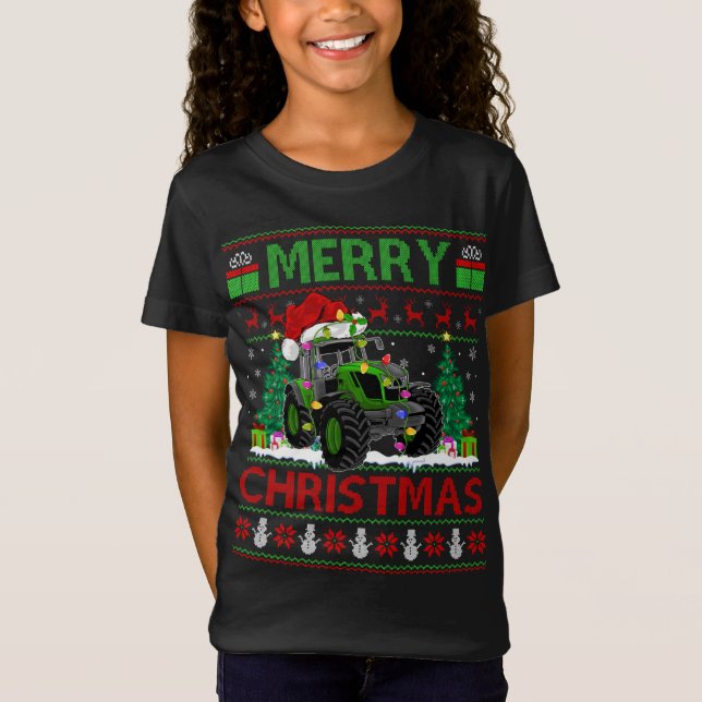 Tractor Lover Xmas Tree Ugly Santa Tractor Christm T-Shirt (Vorderseite)