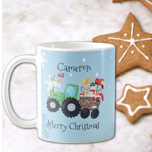 Tractor Merry Weihnachtsname Kaffeetasse
