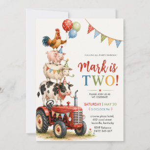 Tractor & Party Animals Kindergeburtstag Einladung