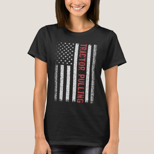 Tractor Pulling American Flag 4. Juli Cool Nov. T-Shirt (Vorderseite)