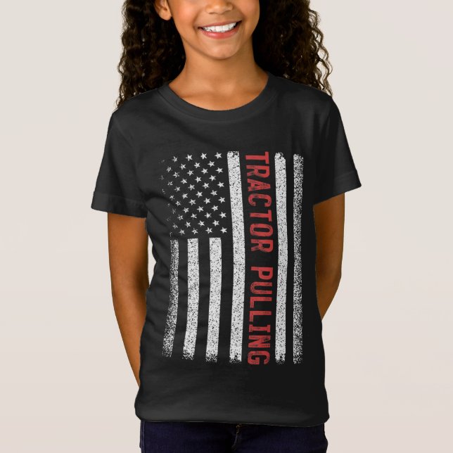 Tractor Pulling American Flag 4. Juli Cool Nov. T-Shirt (Vorderseite)