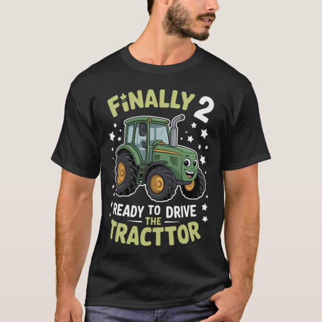 Tractor Themed Finally 2 Ready To Drive Farm Kids T-Shirt (Vorderseite)