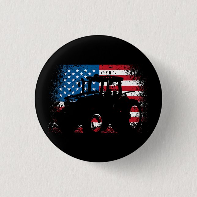 Tractor USA Flag Design für patriotischen Bauer Button (Vorderseite)