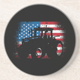 Tractor USA Flag Design für patriotischen Bauer Getränkeuntersetzer