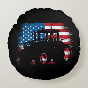 Tractor USA Flag Design für patriotischen Bauer Rundes Kissen