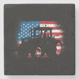 Tractor USA Flag Design für patriotischen Bauer Steinuntersetzer