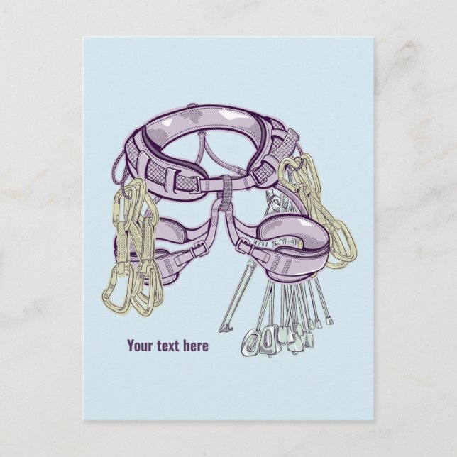 Trad Klettergurt und Ausrüstung Postkarte (Vorderseite)