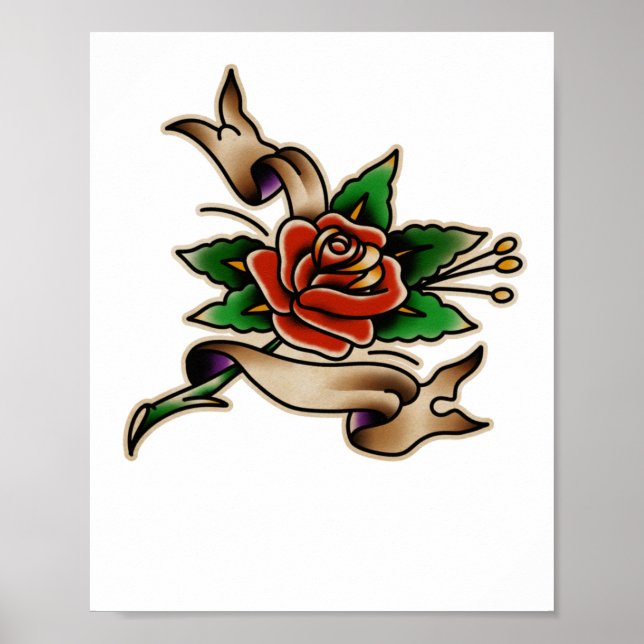 Trad Tattoo 005 Aufkleber  Poster (Vorne)