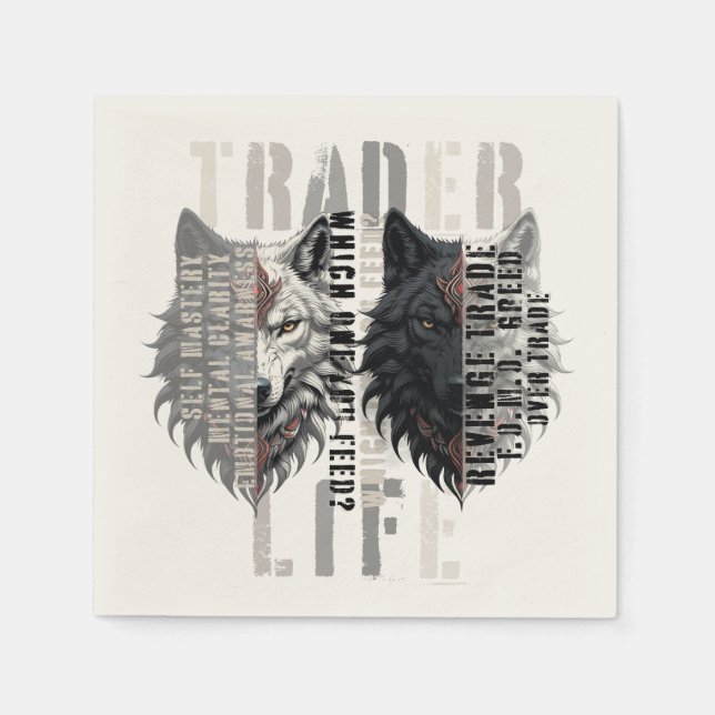 Trader-Leben | Wolf | Beide Seiten Serviette (Vorderseite)