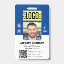 Tradesman Foto ID Impfstoff QR Code Blaues Abzeich