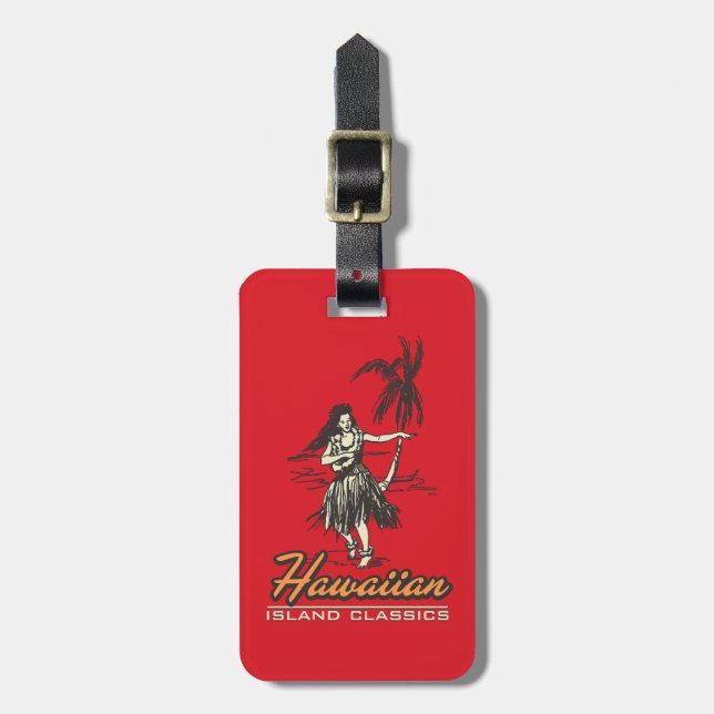 Tradewinds Hawaiian Island Hula Girl Bright Gepäckanhänger (Vorderseite vertikal)