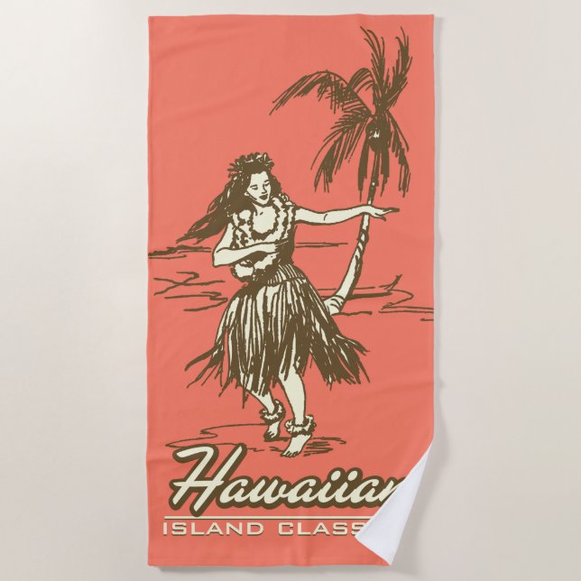 Tradewinds hawaiische Insel Hula Mädchen - Koralle Strandtuch (Vorderseite)