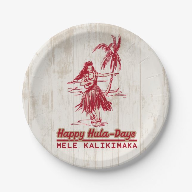 Tradewinds Holiday Hawaiian Hula Girl Pappteller (Vorderseite)
