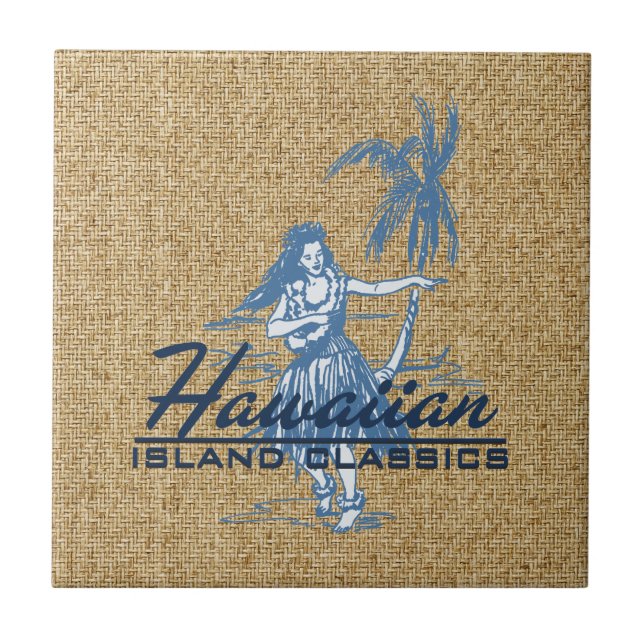 Tradewinds Hula Girl Hawaiian Tile Trivet Fliese (Vorderseite)