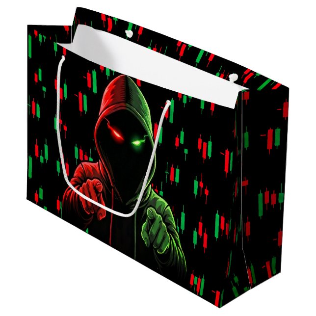 Trading Chart Pattern Streetwear Red Green Candle Große Geschenktüte (Vorderseite Schrägansicht)
