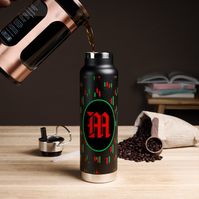 Trading Chart Pattern Streetwear Red Green Candle Trinkflasche (Kaffee (gedreht))