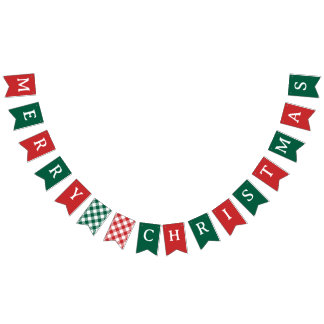 Traditional Basic Green Red Merry Christmas Wimpelkette