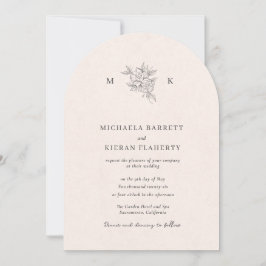Traditional Blush Pink Monogram Wedding Invitation