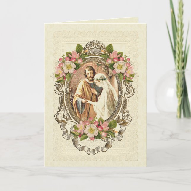 Traditional Catholic Elegant Vintage Wedding Einladung (Vorderseite)