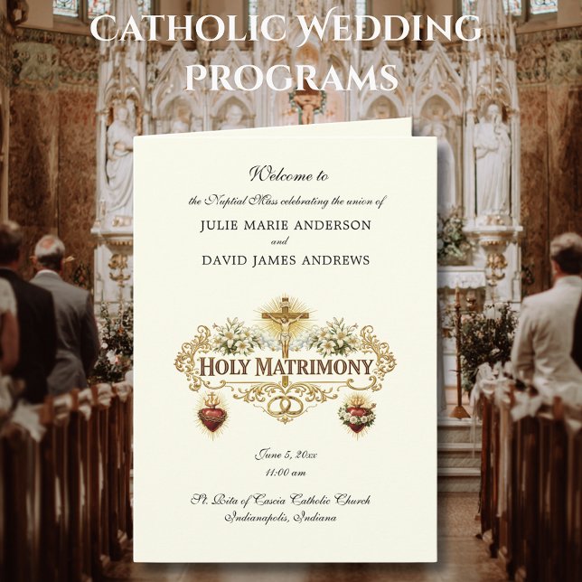 Traditional Catholic Wedding Latin Mass Program Karte (Von Creator hochgeladen)