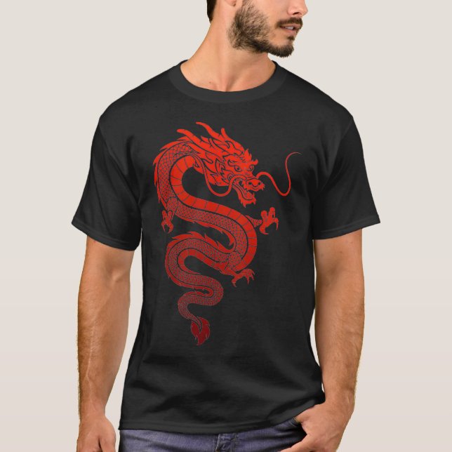 Traditional Chinese Red Dragon T-Shirt (Vorderseite)