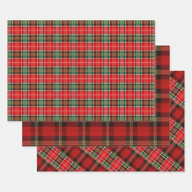 Traditional Christmas Plaid Geschenkpapier Set (Set)
