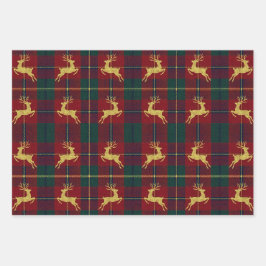 Traditional Christmas Reindeer Plaid Geschenkpapier Set