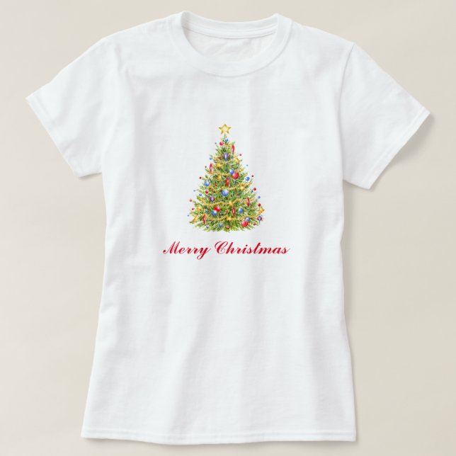Traditional Christmas Tree Greeting Card T-Shirt (Design vorne)