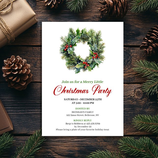 Traditional Christmas Wreath Party Invitation Einladung (Traditional Christmas Wreath Party Invitation)