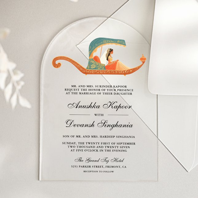 Traditional Doli Indian Bride Wedding Acryleinladungen (Von Creator hochgeladen)