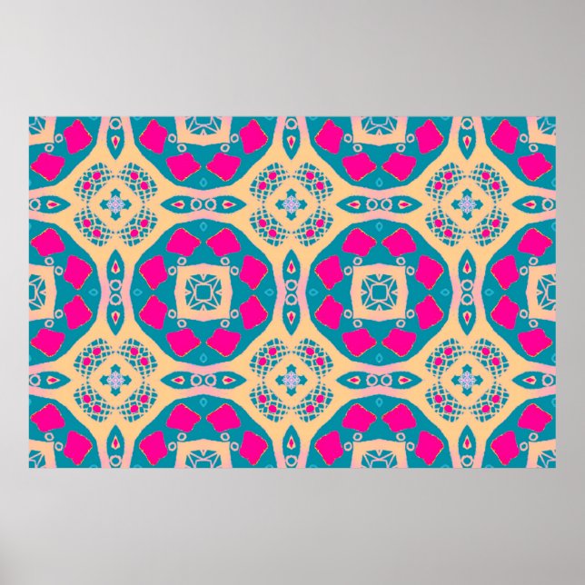 Traditional drawing. Repeat Peruvian Patchwork. Ti Poster (Vorne)