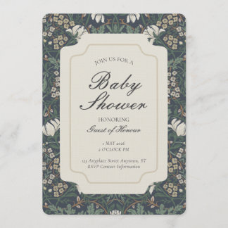 Traditional Floral Arts and Crafts Baby Shower Einladung