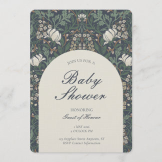 Traditional Floral Arts and Crafts Baby Shower Einladung