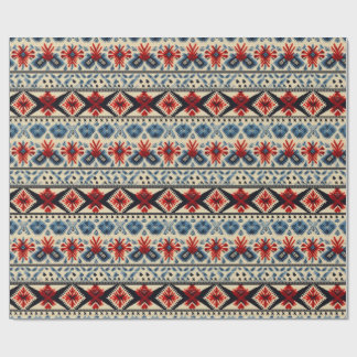 Traditional Folk Embroidery Stripe Pattern Geschenkpapier