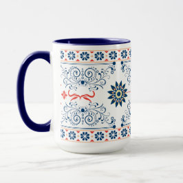 Traditional Folk Floral Pattern Mug Tasse