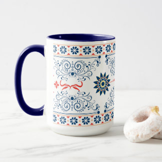Traditional Folk Floral Pattern Mug Tasse