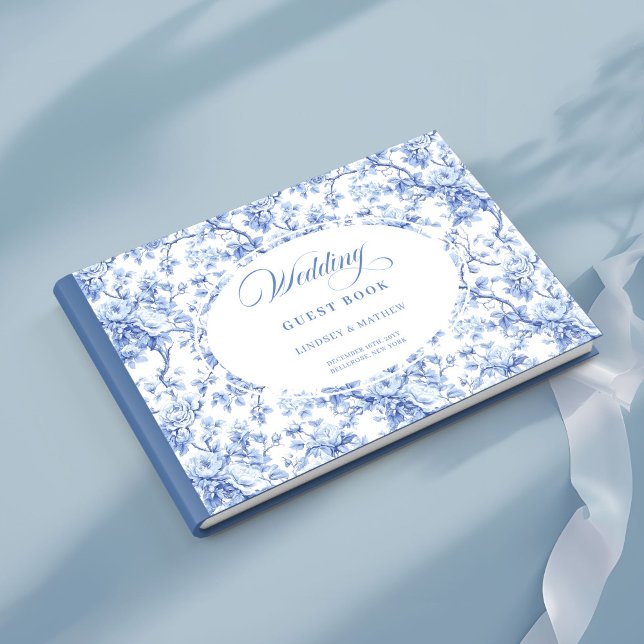 Traditional French Blue Toile Roses Guest Book Gästebuch (Traditional French Blue Toile Roses Guest Book)