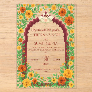 Traditional Indian Floral Wedding Invitation 