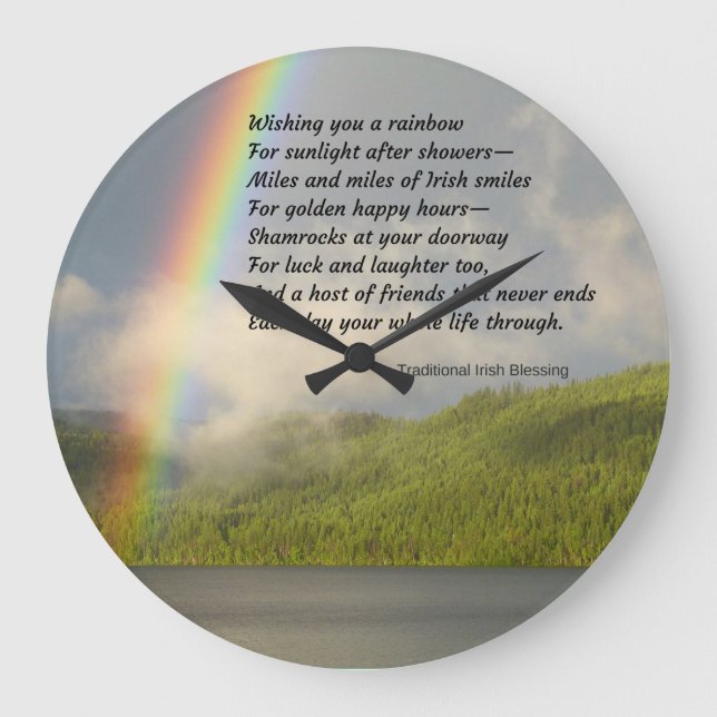 Traditional Irish Blessing Wall Clocks Große Wanduhr (Vorderseite)