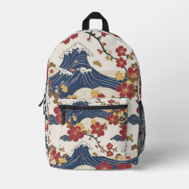 Traditional Japanese Kimono Pattern Backpack Bedruckter Rucksack