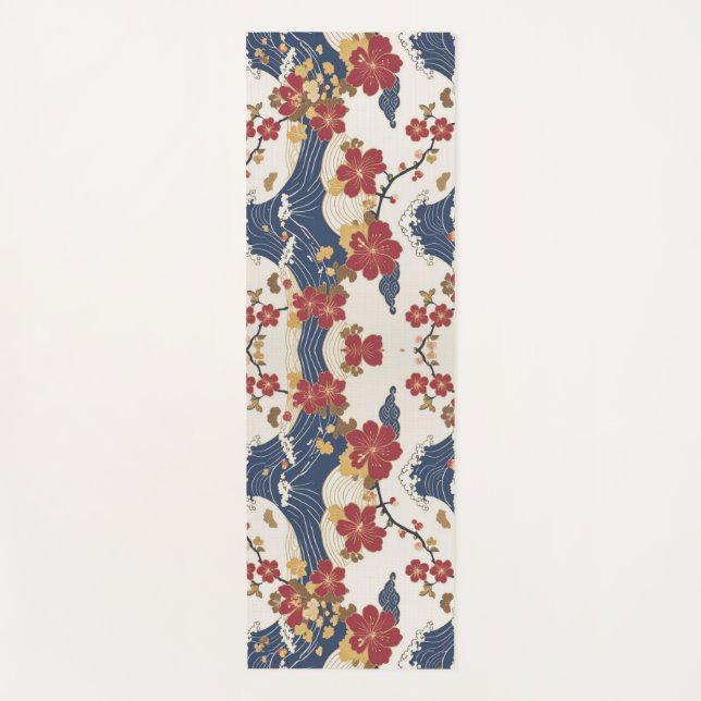 Traditional Japanese Kimono Pattern Yogamatte (Vorderseite)